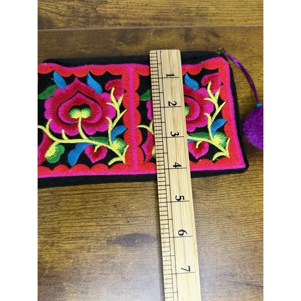 Floral Bag Coin Embroidered Crafts Peru Wallet Purse Pattern Zipper